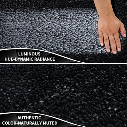 Yimobra Long Bathroom Rugs Runner 60x24 Inch, Extra Thick Soft Absorbent Chenille Bath Mat, Non Slip Machine Washable, Quick Dry Bath Rugs for Bathroom Floor, Tub and Shower, Black