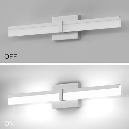 Tipace LED Bathroom Vanity Lighting Fixtures 24 inch Modern Silver Vanity Lighting Over Mirror Bathroom Wall Light (White Light 6000K)
