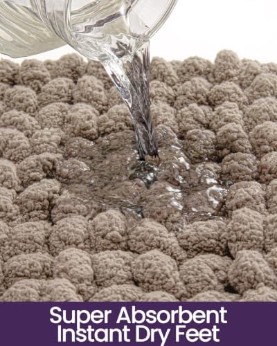 DEXI Bathroom Rugs 43x24, Non Slip Washable Chinelle Bath Mat, Taupe