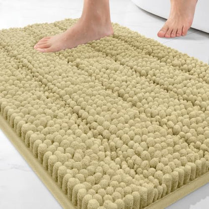 Bcoimo Small Bath Rug Mat,Chenille High Absorbent Beige Bathroom Floor Mats