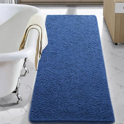 LOCHAS Luxury Bathroom Rug Shaggy Bath Mat 24 x 60 Inch, Blue