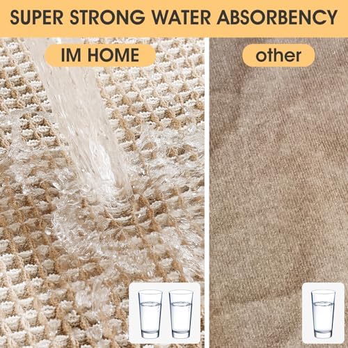 IM HOME Waffle Bath Mat Brown & Cream 36"x24", Boho Woven Modern Bath Mat Rugs, Absorbent Non Slip Bathroom Rugs, Soft Washable Bath Rugs with Tassels for Bedroom, Kitchen, Shower, Tub