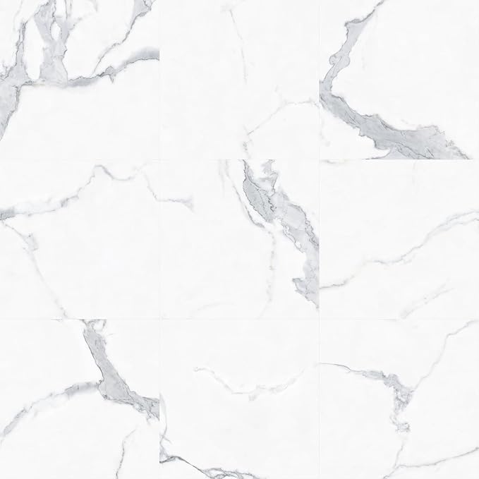 ATOPOSE Peel and Stick Vinyl Floor Tile，1 Piece Sample,6"x6" Self Adhesive Flooring for DIY Installation（ White Marble Sample）