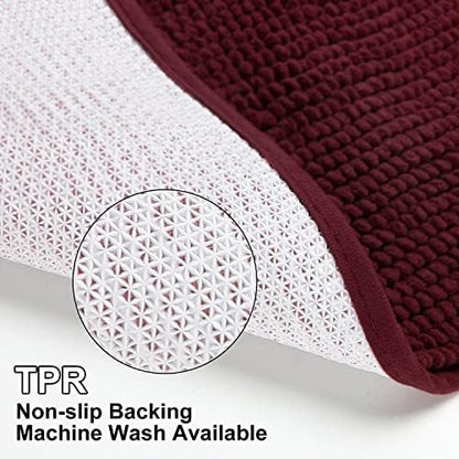 Urvoix Bathroom Rugs Sets 3 Piece, Non-Slip Chenille Bath Rug Set