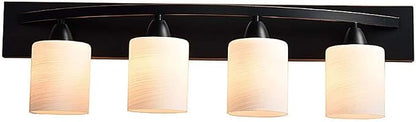 4-Light Bathroom Vanity Light Fixture – Oil Rubbed Bronze | Modern Frosted glass shades with E26 socket. Matte Wall sconce lighting perfect over mirror, kitchen, hallway, or entryway