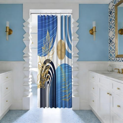 Light Blue Stall Shower Curtain, 36X72 in Narrow Small, Mid Century