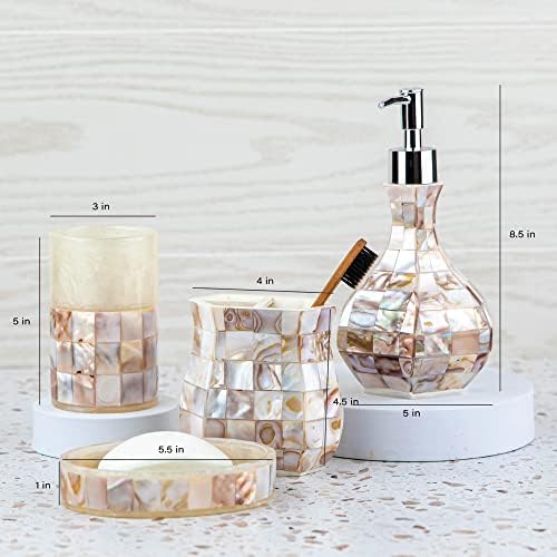 Milano Mother of Pearl 4 Piece Resin Bathroom Accessories Set