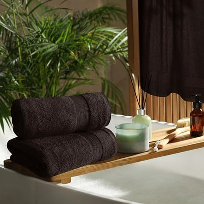 Belizzi Home 4 Pack Bath Towel Set 27x54, 100% Ring Spun Cotton, Ultra Soft Highly Absorbent Machine Washable Hotel Spa Quality Bath Towels for Bathroom, 4 Bath Towels - Chocolate Brown