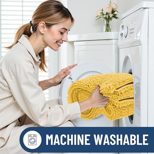 Smiry Bathroom Rugs 34X21, Luxury Chenille Extra Soft Absorbent Bath Mat