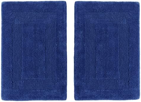 COTTON CRAFT Bath Rugs - 2 Pack Large 20x30 Soft Plush Bath Mats - Blue