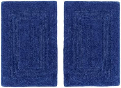 COTTON CRAFT Bath Rugs - 2 Pack Large 20x30 Soft Plush Bath Mats - Blue