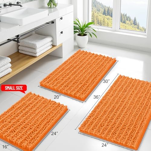 Smiry Bathroom Rugs 36X24, Extra Soft Rubber Backing Chenille Bath Mats