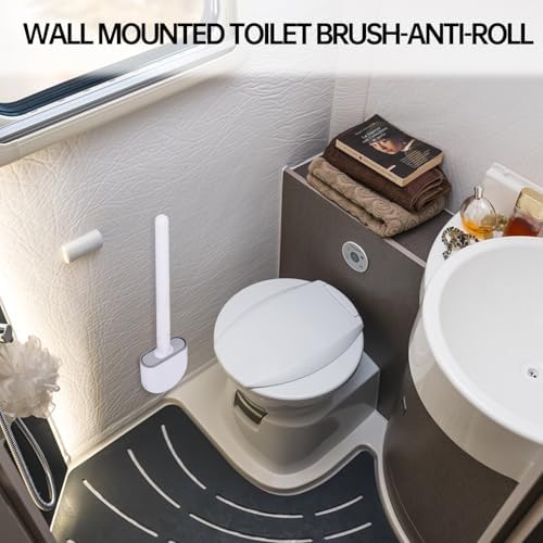 RV Toilet Bowl Brush, Toilet Brush Silicone Won't Damage Toilets, Wall Mounted Toilet Brush-Anti-Roll, Anti-Drip Design, Suitable for RV Travel Trailers and Campers, Made by RVers for RVers