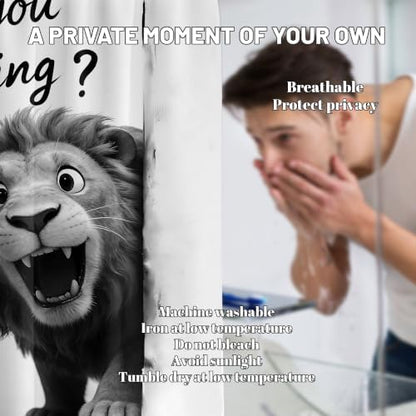 Extra Tall Shower Curtain XL Funny Lion, 70 x 96 Inchs
