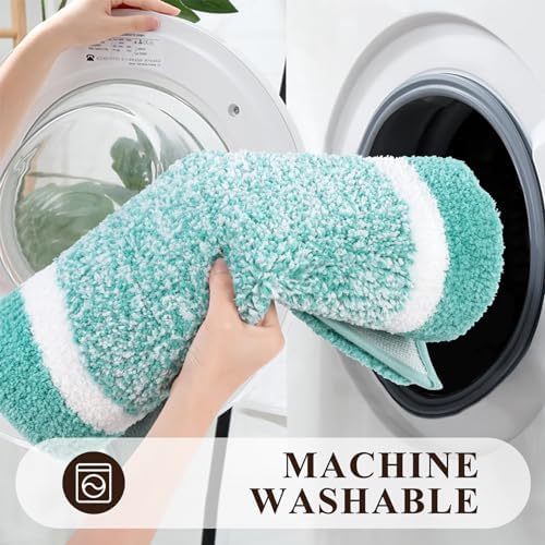 Pauwer Bathroom Rug Sets 3 Piece, Non Slip Washable Bath Mat, Teal