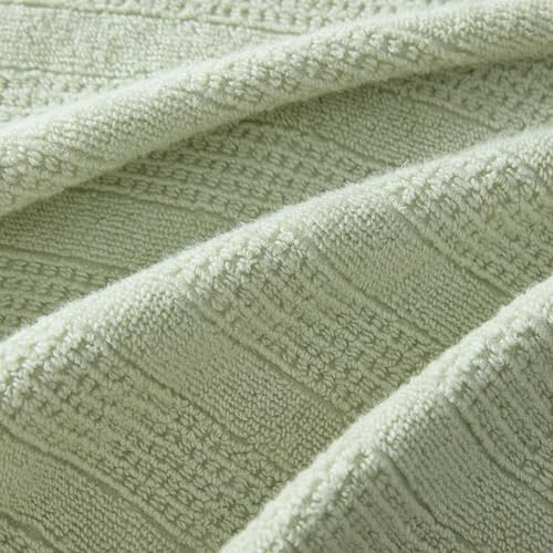 Martha Stewart - Bath Towels, Soft & Absorbent 100% Cotton Towels, Solid 500 GSM, 6-Piece Bathroom Towel Set with Textured Weave (Bedford Cottage Green)