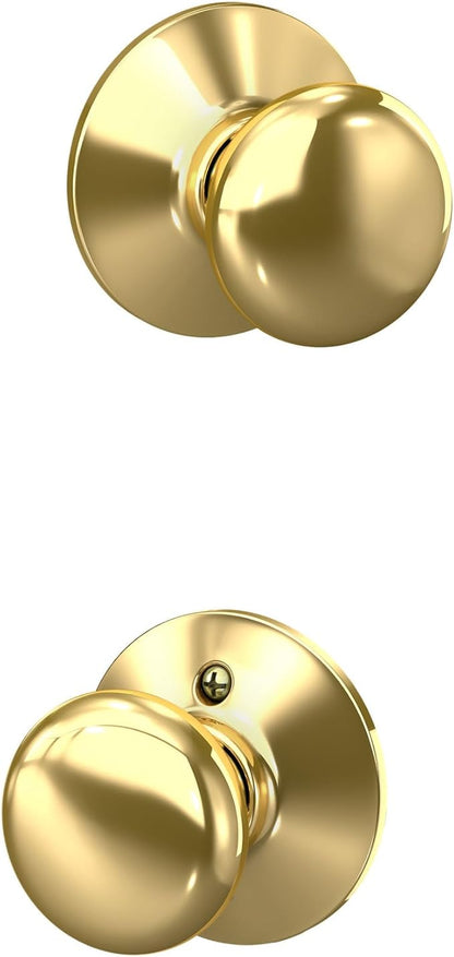 Schlage F10 PLY 605 Plymouth Door Knob, Hall & Closet Passage Lock, Bright Brass