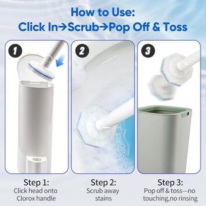 2 Disposable Toilet Brush and Holder Set, with 40 PCS Brush Head for Clorox