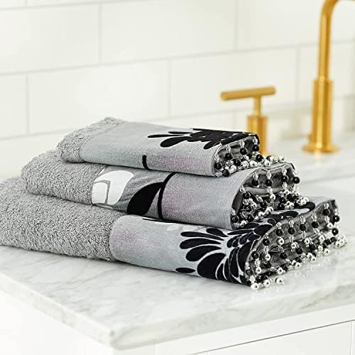 Zahari Home Erica Bathroom Towel Set - 3 Piece Modern Decor Grey Towel Set