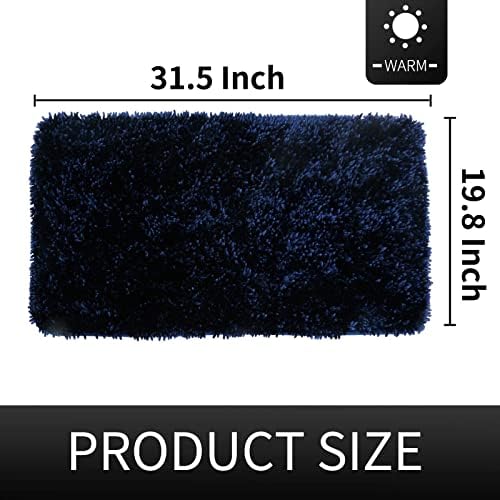 Yimobra Chenille Bathroom Rugs Non Slip, Extra Thick Soft Absorbent Bath Rug 31.5x20 Inch, Machine Washable Quick Dry Bath Mat for Bathroom Floor, Tub and Shower, Home Decor Accessories, Navy Blue