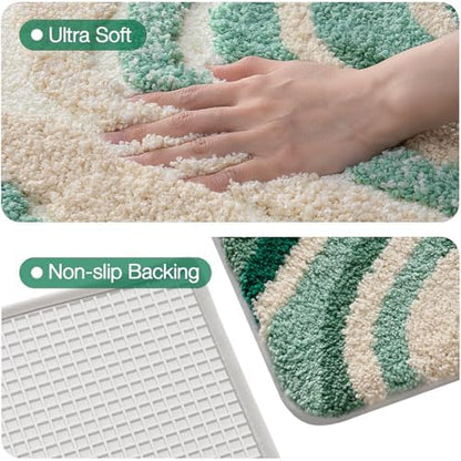 LUMI Square Beach Bathroom Rug 32x32, Soft Absorbent Bath Mat, Non Slip