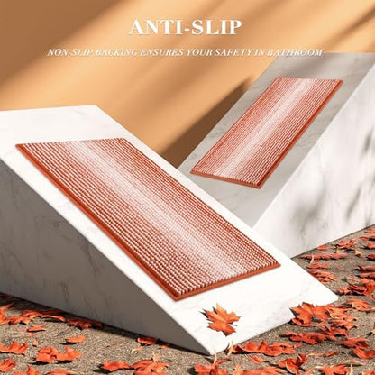 BSICPRO Fall Bathroom Rugs Sets 2 Piece, Non Slip Bath Mats, Sunset Orange