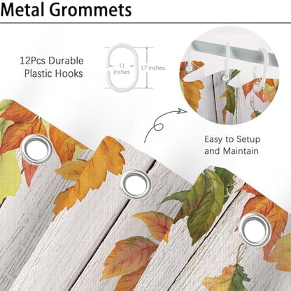 Fall Highland Cow Shower Curtain, Funny Autumn Pumpkin Farmhouse Thanksgiving Bathroom Decor, 72 x 72 Inch Polyester Fabric Waterproof Bathroom Curtain with 12 Hooks