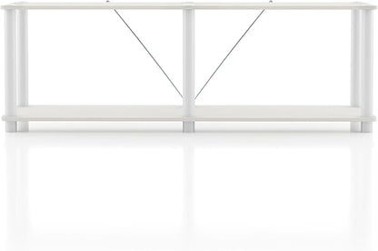 Homes: Inside + Out Apexa Modern 2-Tier Extra Wide Shelving Units, Collectibles Display Shelves, Easy Assembly Low Shelf, Home Storage Organizer for Living Room, Bedroom, Office, White