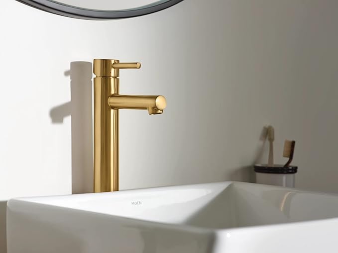 Moen 6192BG Align One-Handle Single Hole Modern Vessel Sink Bathroom Faucet, Brushed Gold