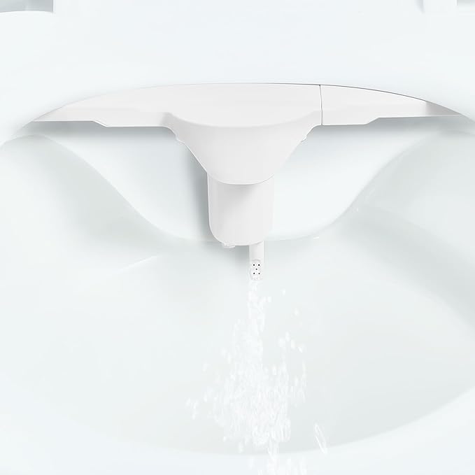 VEVOR Bidet Attachment for Toilet, 0.3" Ultra Thin Bidet Toilet Seat Attachment - Dual Retractable Nozzles, Adjustable Water Pressure, Non-Electric Cold Water Sprayer for Front Rear Water Wash, White