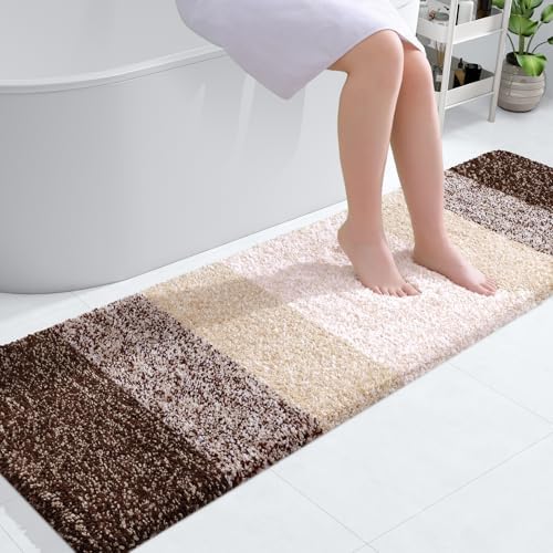 OLANLY Bathroom Runner Rug 59x17, Extra Soft Absorbent Microfiber Bath Rugs