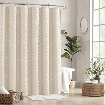 Beige Boho Fabric Shower Curtain 72 x 90 Inches