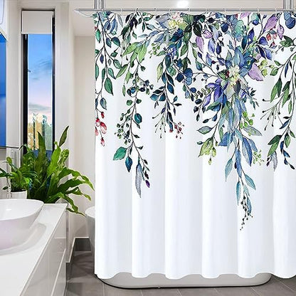 LLSCL Purple Droop Leaves Fabric Shower Curtain Liner with Magnets, Tire Pattern Waterproof Hotel Quality, 72 x 72 Machine Washable