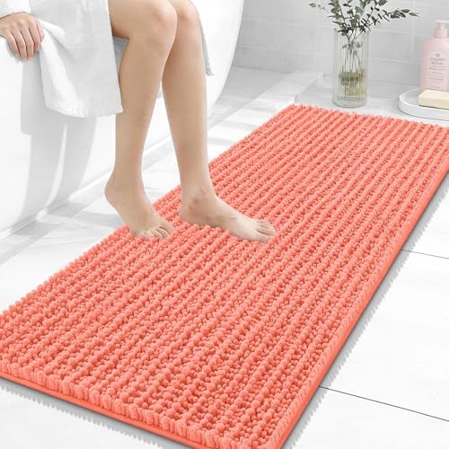 OLANLY Bathroom Runner Rugs 47x20, Thick Soft Absorbent Chenille Bath Rugs