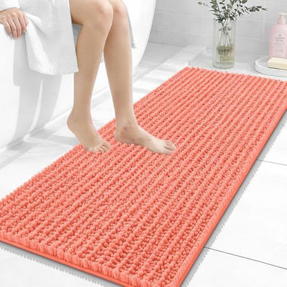OLANLY Bathroom Runner Rugs 47x20, Thick Soft Absorbent Chenille Bath Rugs