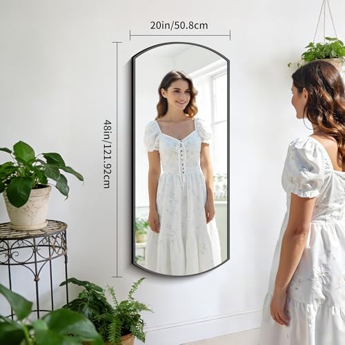 COFENY Bathroom Mirror, 20x48 Inch Black Oval Wall Mounted Mirror with Thin Metal Frame, Modern Bathroom Vanity Mirrors for Over Sink, Entryway, Living Room, Bedroom
