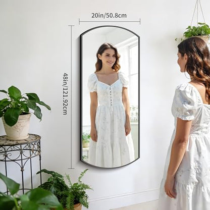 COFENY Bathroom Mirror, 20x48 Inch Black Oval Wall Mounted Mirror with Thin Metal Frame, Modern Bathroom Vanity Mirrors for Over Sink, Entryway, Living Room, Bedroom