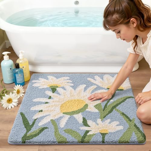 LUMI Square Bathroom Rug 32x32, Soft Absorbent Bath Mat, Non Slip