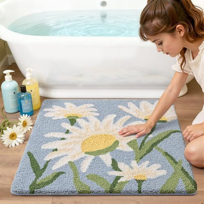 LUMI Square Bathroom Rug 32x32, Soft Absorbent Bath Mat, Non Slip