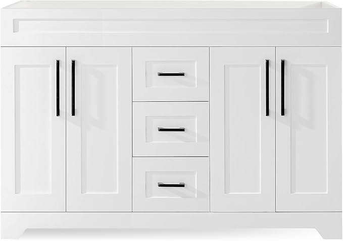 60" Bathroom Vanity Without Sink,Bathroom Storage Cabinet with 4 Soft Closing Doors & 3 Full Extension Drawers,White