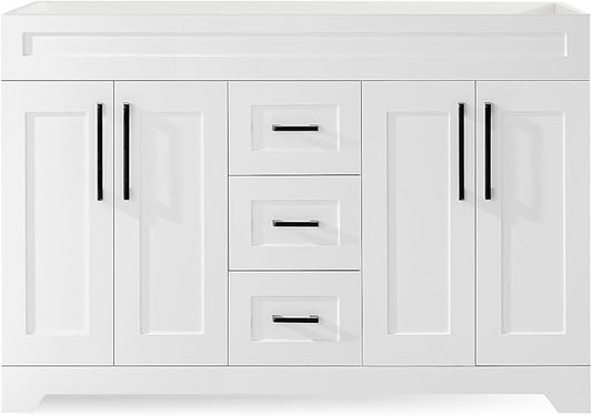 60" Bathroom Vanity Without Sink,Bathroom Storage Cabinet with 4 Soft Closing Doors & 3 Full Extension Drawers,White