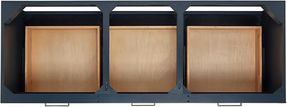 ARIEL Hutton 60-inch Bathroom Vanity with Sink,Solid Wood, 1.5-inch Carrara White Quartz Countertop & Backsplash, Double Rectangular Porcelain Sink, 3 Dovetail Drawers, Midnight Blue