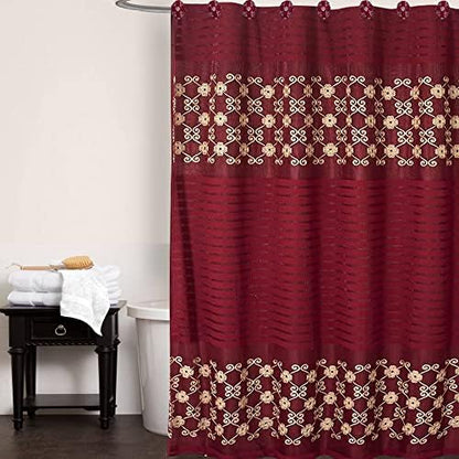 Elegant Rose Shower Curtain Fabric Shower Curtain for Bathroom Classic Unique Design Luxury Bathroom Curtain Bathtub Home Décor 72"x70", Burgundy