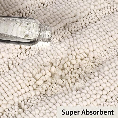 2-Piece Bathroom Rug Set with U-Shaped Mat, Soft Absorbent Chenille, Ivory