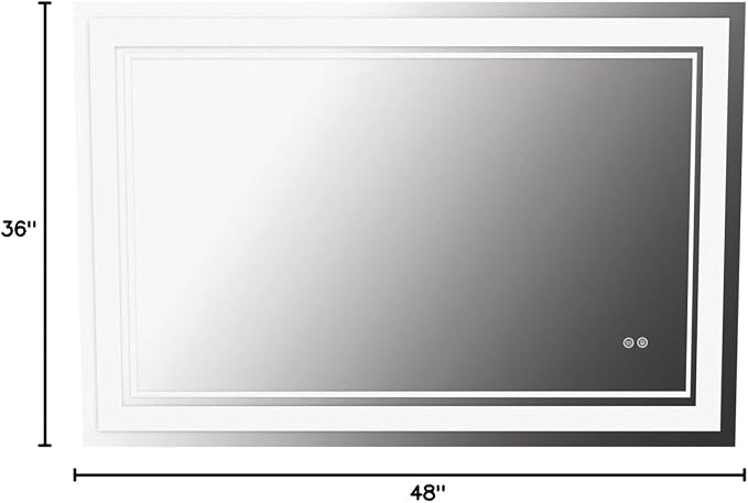 OKPAL48x36 LED Bathroom Mirror, Anti-Fog Lighted Bathroom Mirror, Dimmable Lighted Vanity Mirror, LED Vanity Mirror with Lights, Shatterproof, ETL Listed, Horizontal/Vertical
