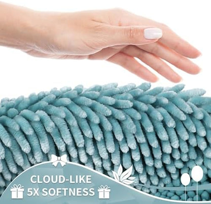 Yimobra Long Bathroom Rugs Runner 55x24 Inch, Extra Thick Soft Absorbent Chenille Bath Mat, Non Slip Machine Washable, Quick Dry Bath Rugs for Bathroom Floor, Tub and Shower, Greyish Blue