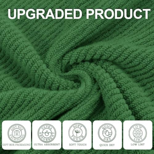 VOOVA & MOVAS Bath Towels 4PC, 100% Cotton, 30x56 in, Hunter Green