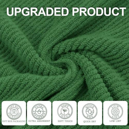 VOOVA & MOVAS Bath Towels 4PC, 100% Cotton, 30x56 in, Hunter Green