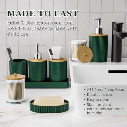 Bathroom Accessories Set 25 PCS, Dark Green Shower Curtains Set