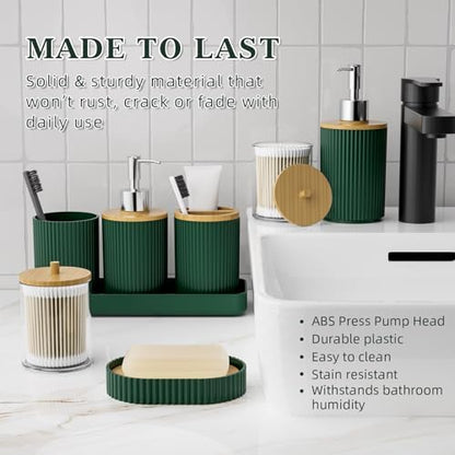Bathroom Accessories Set 25 PCS, Dark Green Shower Curtains Set
